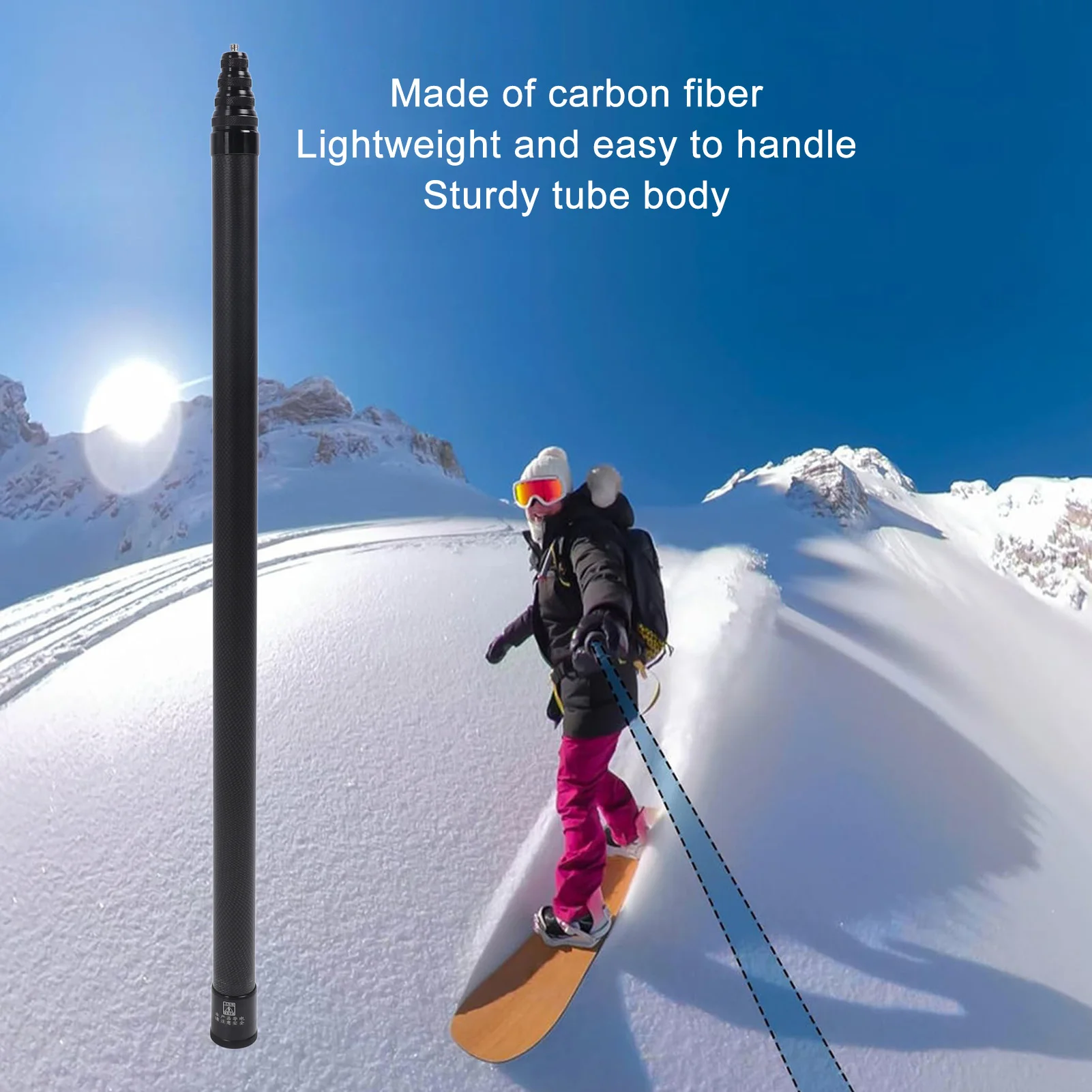 Invisible Selfie Stick 1/4 inch Screw Sturdy Rustproof Carbon  Extension Pole Lightweight 9 Section 16.4ft for X4 X3 X2