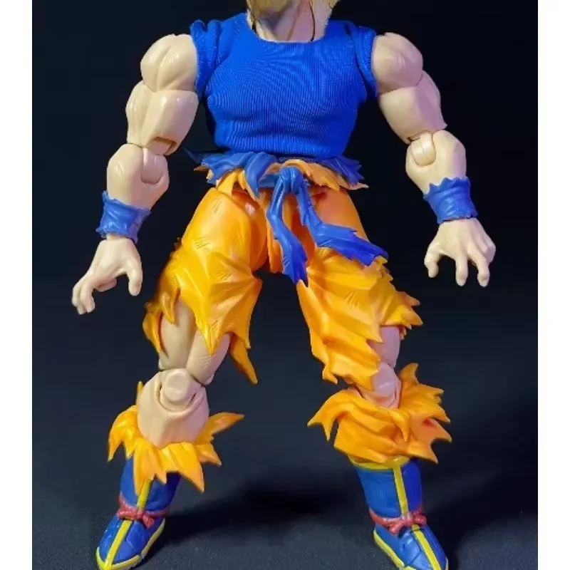 Shf 1/12 Schaal Mannelijke Soldaat Strak Blauw T-shirt Mouwloos Battle Beschadigd Vest Kleding Model voor 6 "Action Figures pop DIY