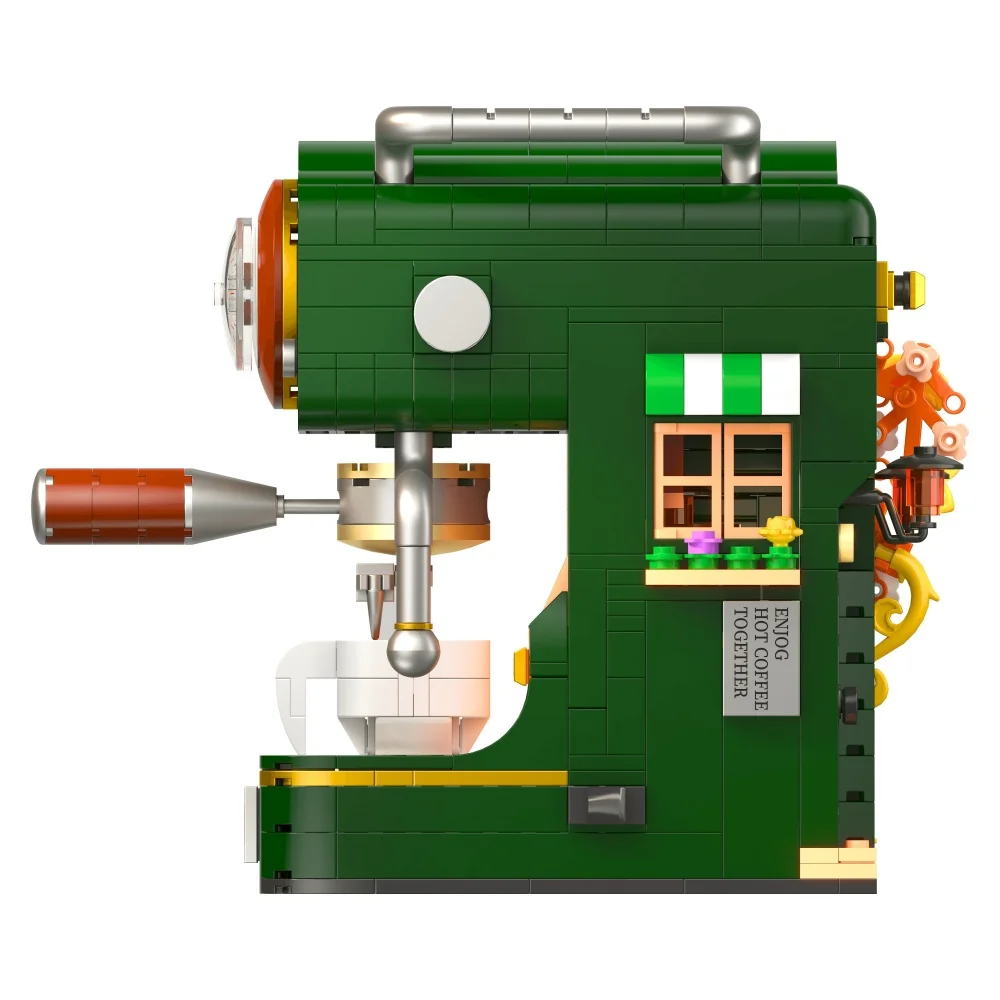 KNEW BUILT Classic Coffee Machine Model Mini Building Blocks Vintage Decoration Children Assemble Gift Toys Constructor Bricks