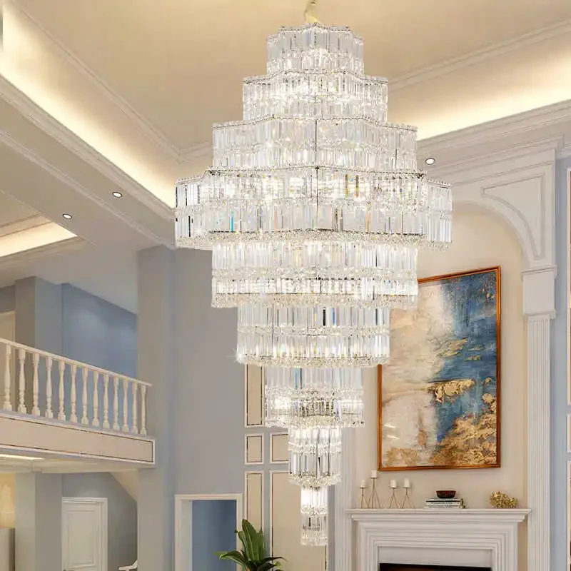 

Duplex building chandelier villa living room modern light luxury hall hotel lobby