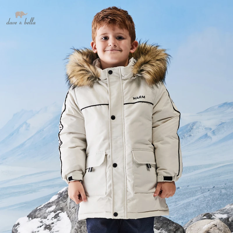 

DK4224147 Dave Bella Winter Baby Boys 5Y-13Y Fashion Solid Hooded Down Coat Children 90% White Duck Down Padded Kids Jacket