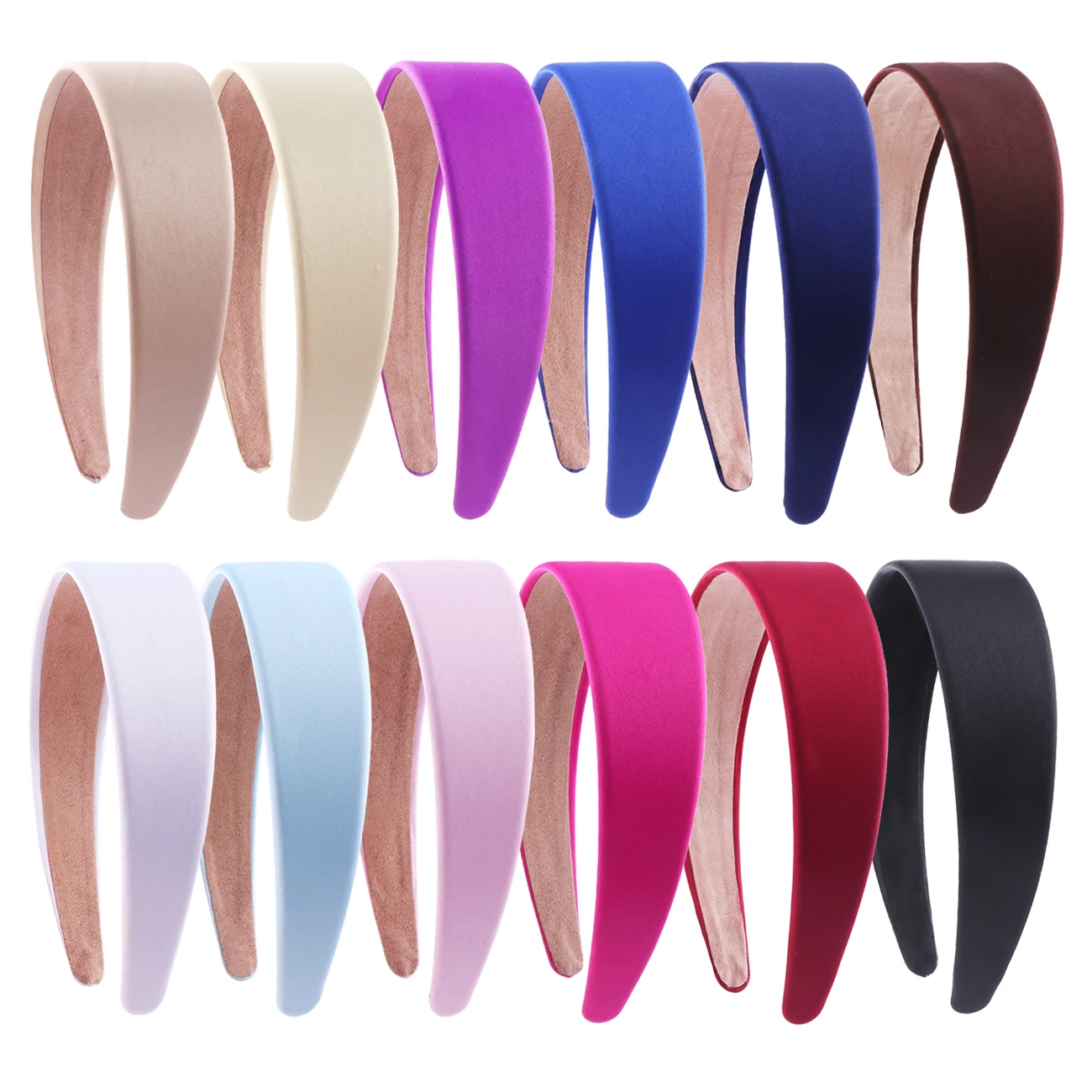 

Атласные повязки на голову 1,5 дюйма, простая повязка на голову, нескользящая повязка на голову, красочные широкие повязки на голову «сделай сам», повязки для волос для женщин и девочек