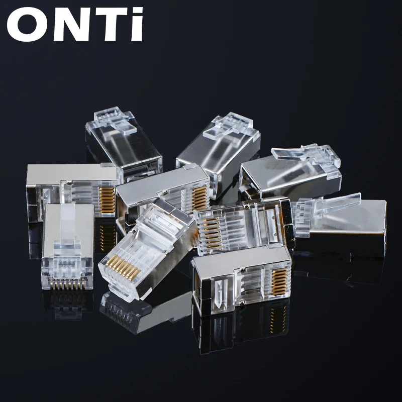 RJ45 CAT6 موصل 8P8C وحدات محول القابس إيثرنت كابل رئيس 1Gbps جيجابت شبكة تجعيد كريستال UTP 10/50 قطعة أوماي