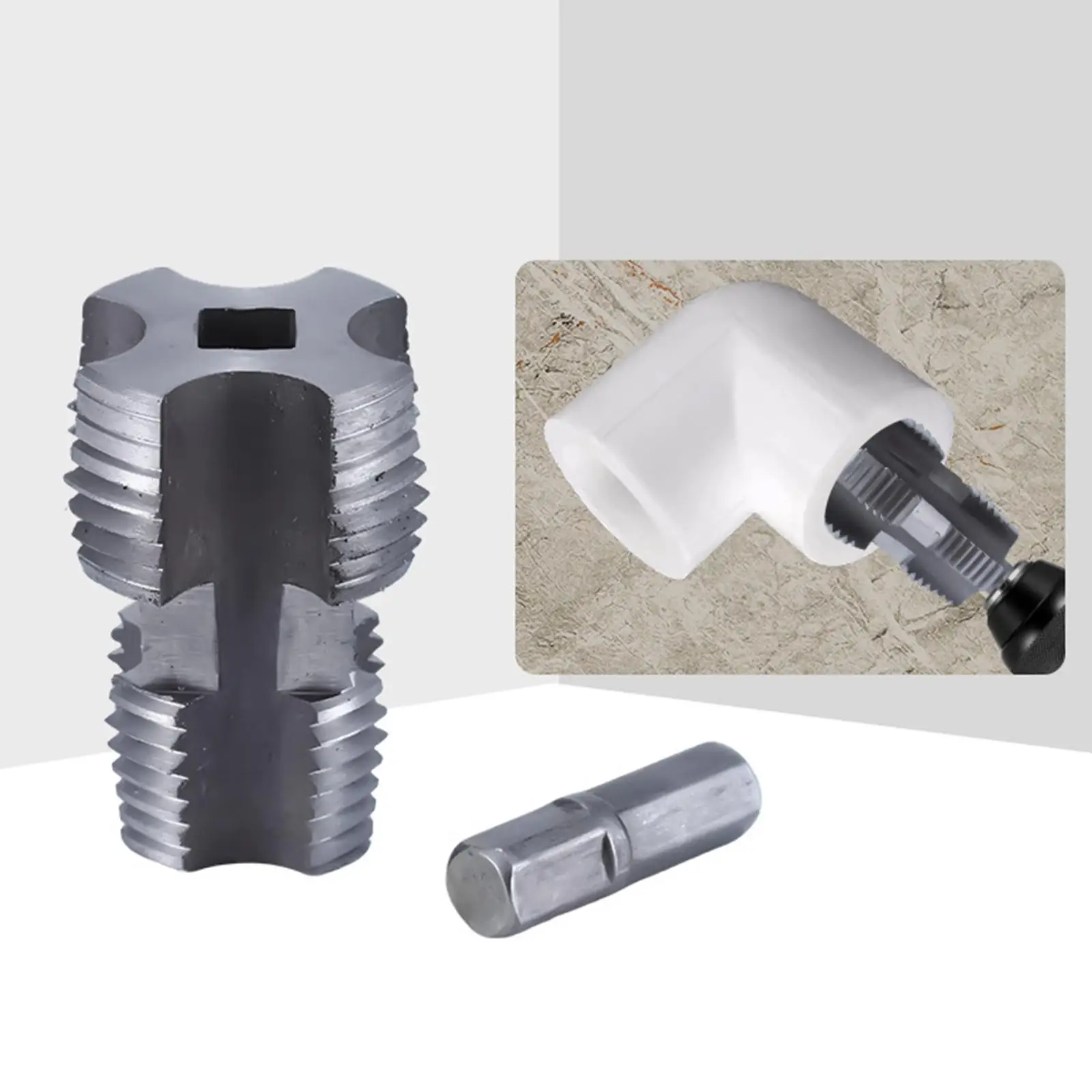 PVC Pipe Threader Kit Threading Device Garage Premium with Inner Thread Opener Buckle Design with 1/2 inch 3/4 inch 1 inch Dies