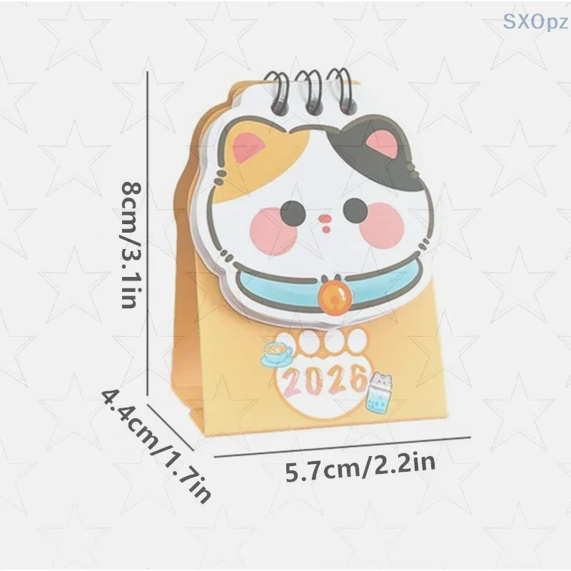2026 ปีการ์ตูนแมวเดสก์ท็อปมินิปฏิทินตั้งโต๊ะนาฬิกาในโปรแกรมนักเรียนรางวัลของขวัญสร้างสรรค์มิถุนายน 2025-ธันวาคม 2026