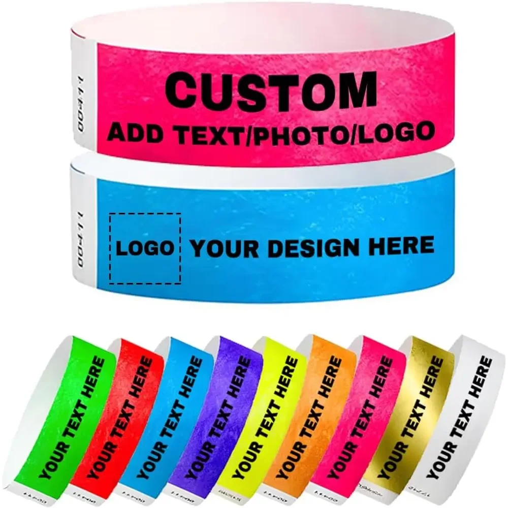 Custom Tyvek Paper Wristbands with Logo Text for Events Concert Party Business Logo Party Personalized Custom Wrist Band