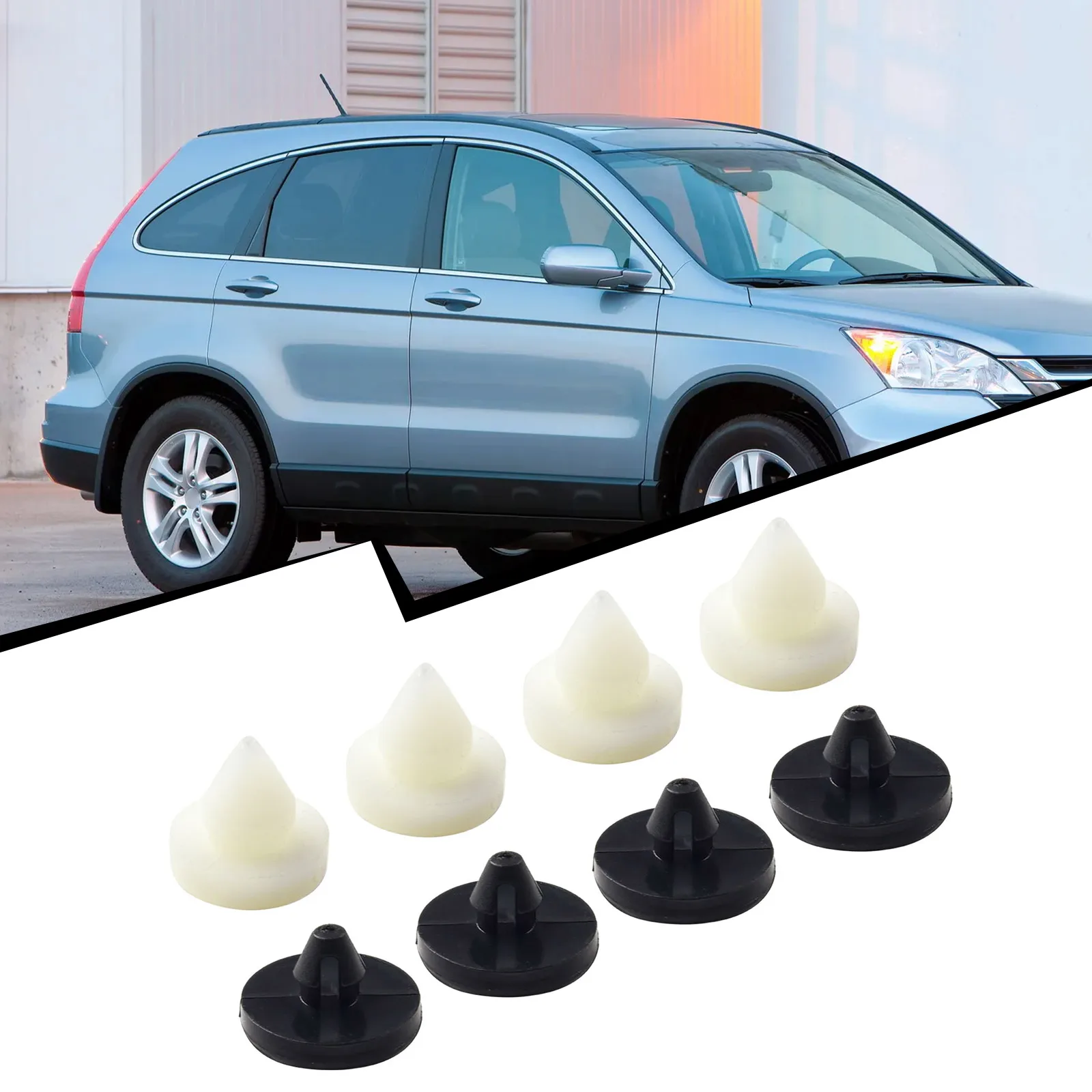 For Honda For Accord 1976-2011 Stopper Pad Car Interior Accessories Automotives Black White Plastic 8PCS Bushing