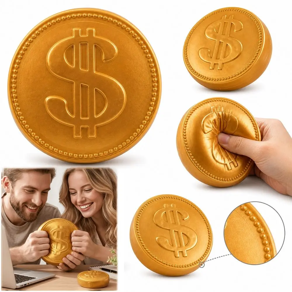 15cm Extra Large Big Gold Coin Squeeze Realistic Coin Shape Soft Maltose Fidget Embossed Dollar Sign Fidget