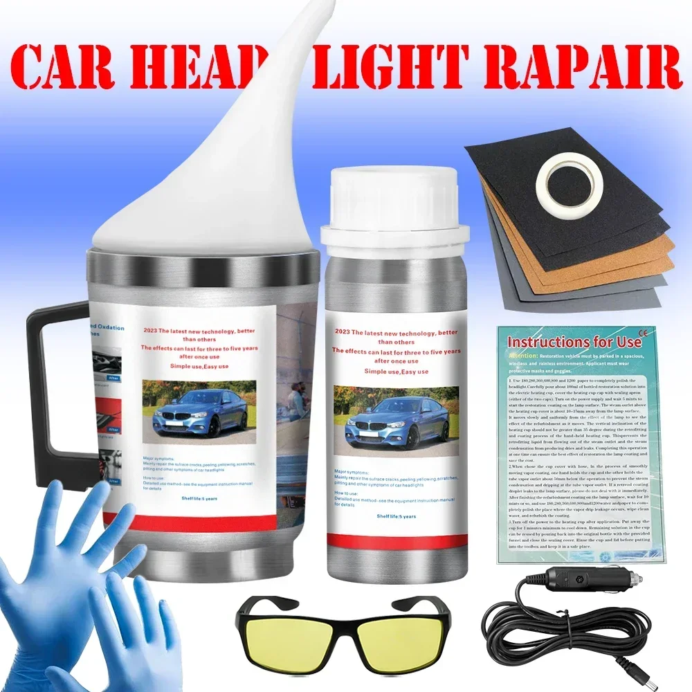 800ml Car Headlight Restoration Polish Kit Polish Car Headlights Liquid Polymer Faros Car Headlight Polishing Repair Kit