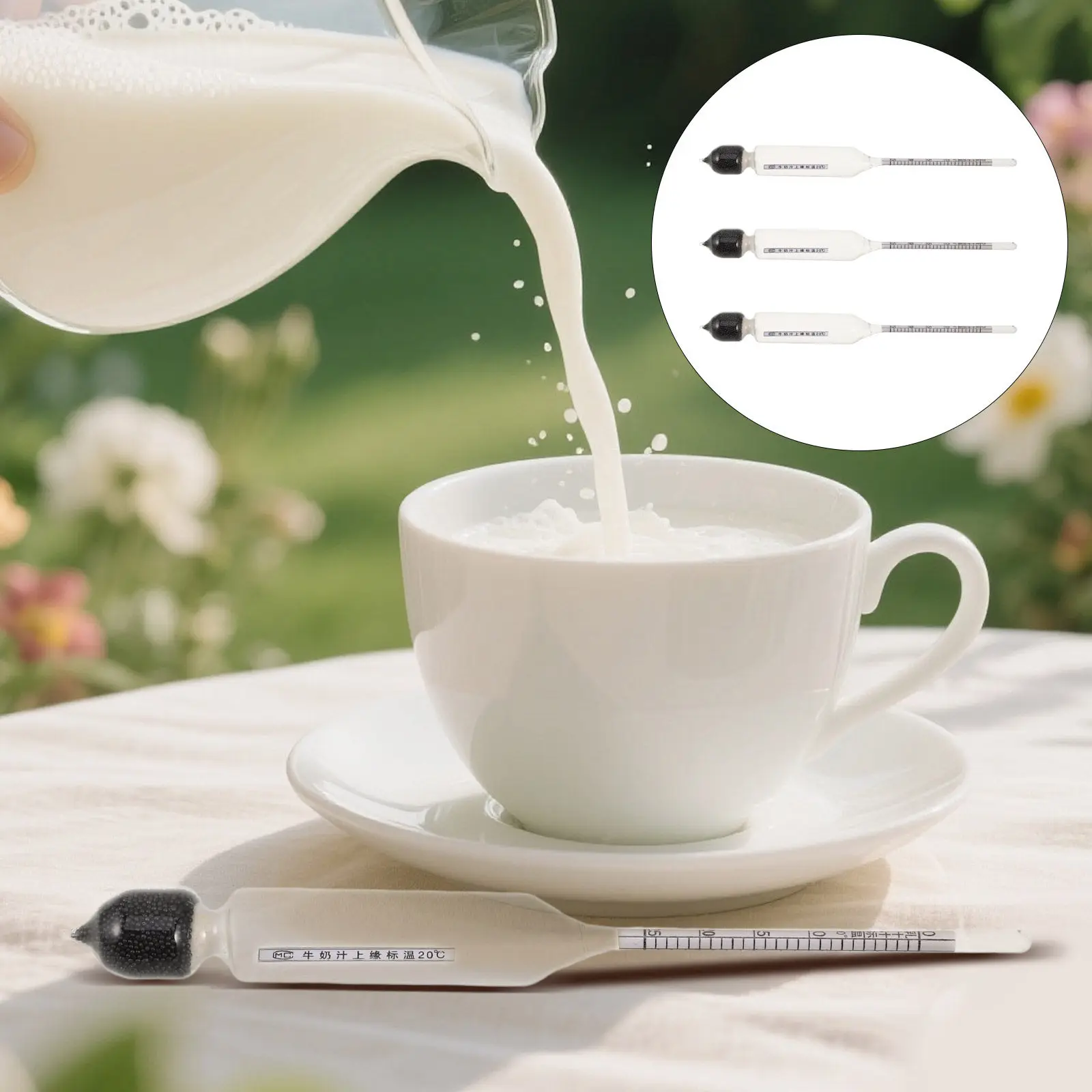 3Pcs Milk Analysis Hydrometer Scientific Temperature Compensated Density Meter for Dairy Procurement Grading