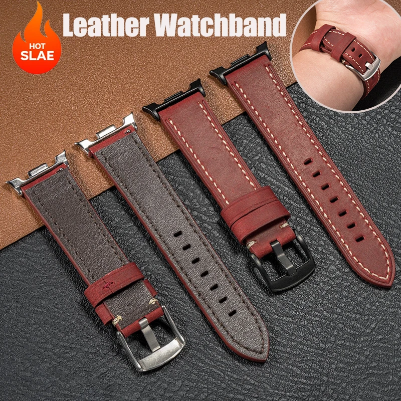 Leather Watchband for Samsung Galaxy Watch 8/8 Classic 44/40/46mm Bracelet Replacement Strap for Watch 7 Ultra/Ultra 2025
