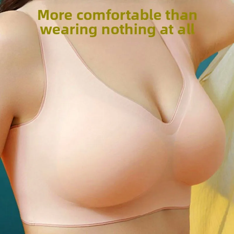 Ice Silk Underwear Women's Thickened and Gathered Beautiful Back Bra Closed Breast Anti-sagging Sexy Seamless Women Bra