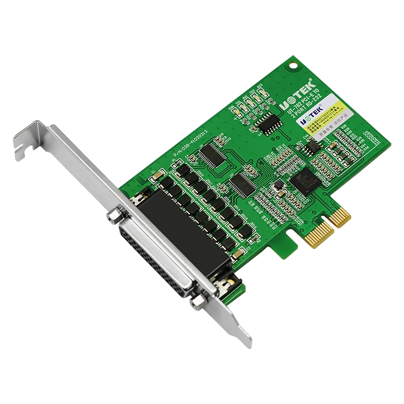 UOTEK Industrial Grade PCI-E to RS-232 Serial Card PCIE to RS232 2 Ports High Speed DR44 Converter DB9 Connector UT-782 Adapter