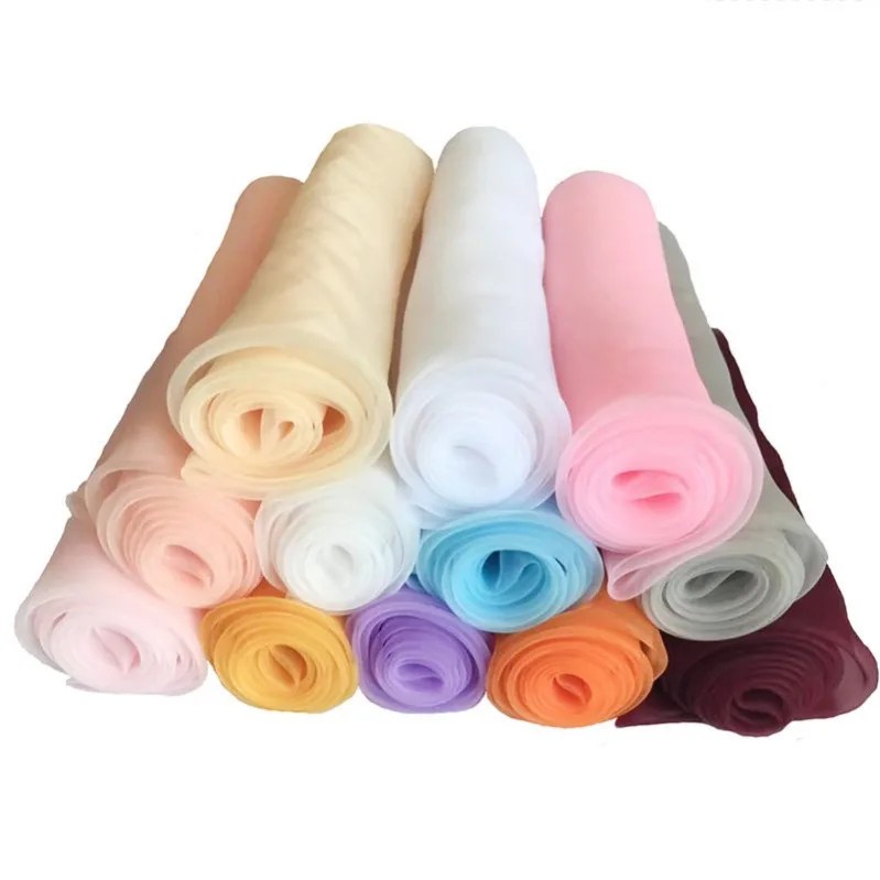 Tissu Organza haute densité pour robe de mariée, tissu imitation soie, accessoires faits à la main, fil transparent, 5 m/lot
