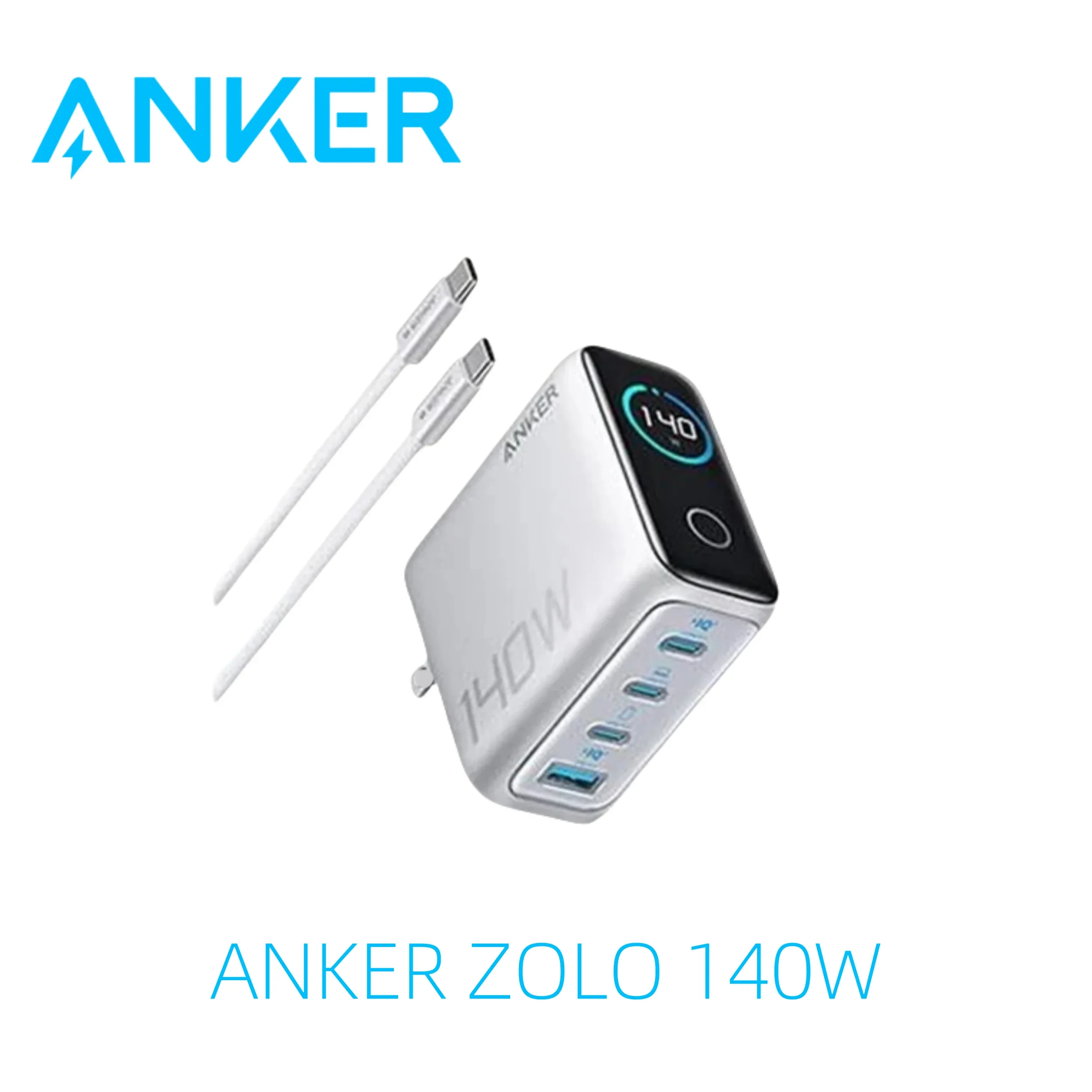 Anker ZOLO 140W GaN 4 Port Charger PPS Laptop for iPhone MacBook Pro Air iPad Galaxy S24 Dell XPS 13 B2697