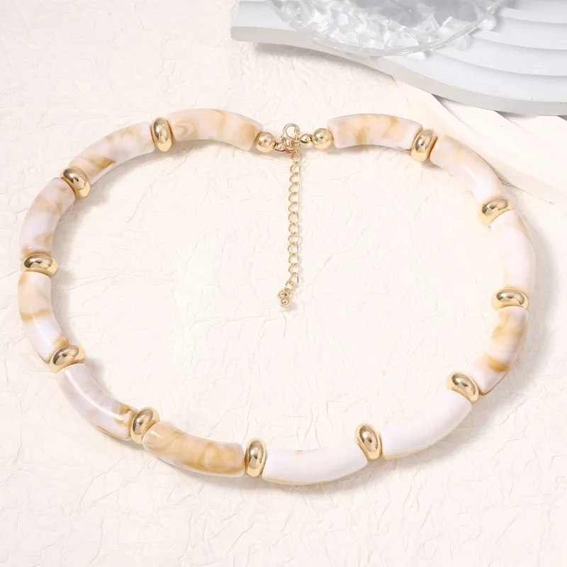 Nuovo Design Personalizzato Estivo, Collana a Doppio Strato in Bambù con Effetto Inchiostro e Acqua, Alla Moda e Versatile