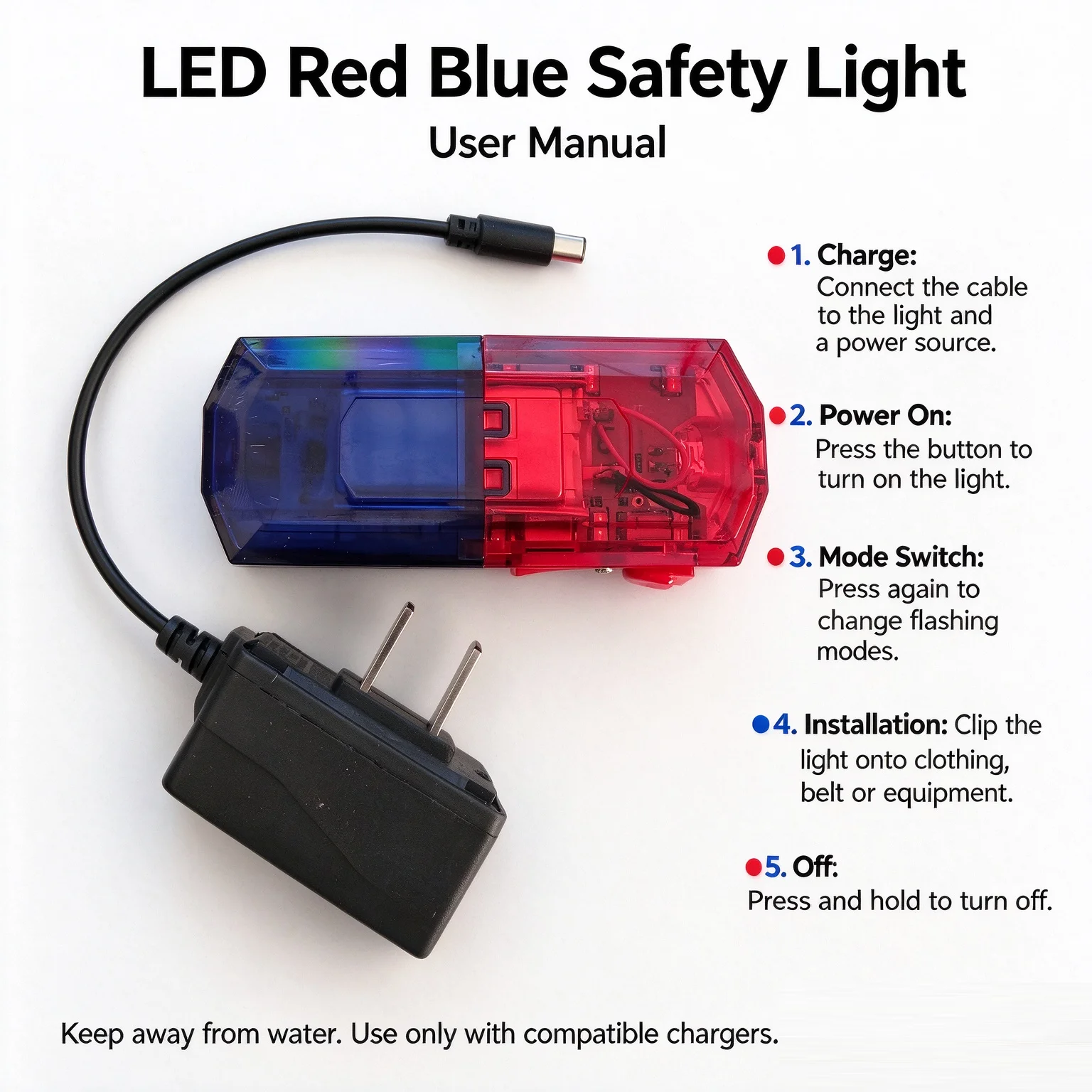 1pc Warning Strobe Shoulder Lights USB Charging Led Shoulder Warning Light With Stainless Steel Clip Strobe Lights