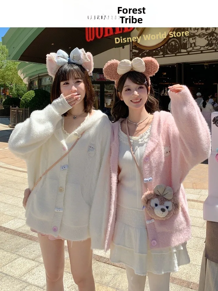 

Laid-ba Cute Embroidery Knitted Hat Women's Sweater Outerwear Loose All-match Open Cardigan Casual Sle V-ne Long Sl...