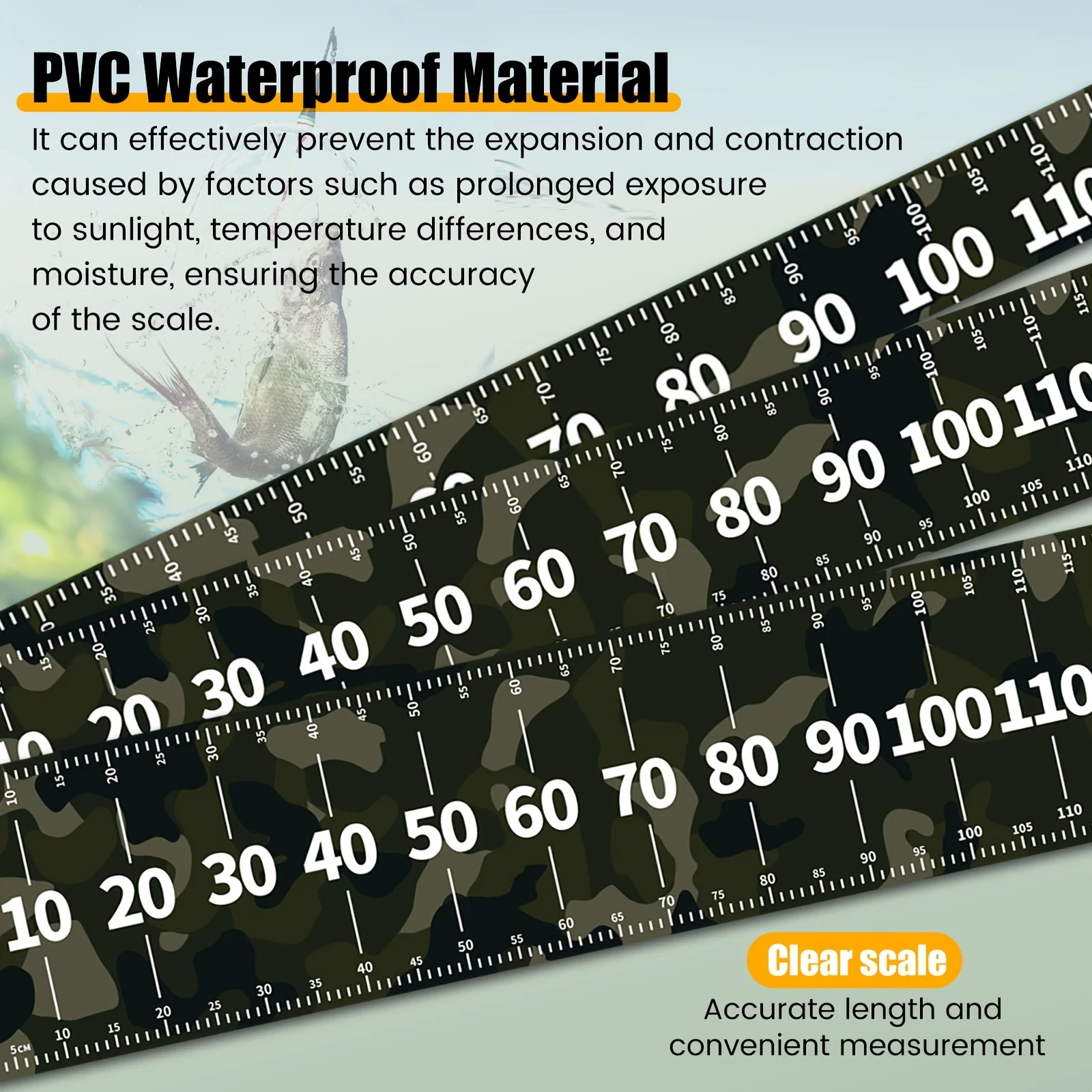 مسطرة السمك متينة من مادة PVC قابلة للطي Waterpro من شريط القياس عرض 10 سم - 3.94 بوصة صيد أساسي في الهواء الطلق