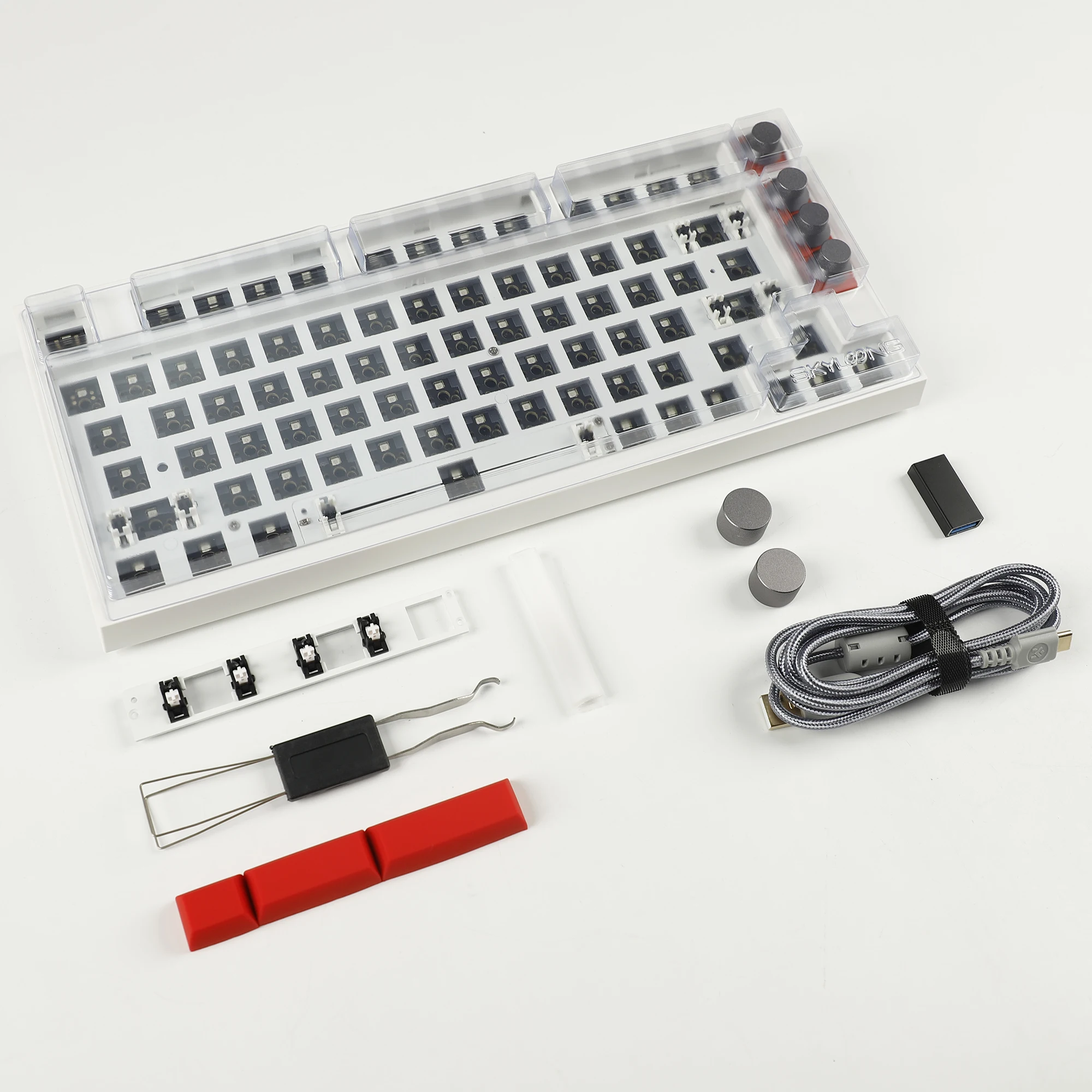 GK75 Hot Swappable Macro Bluetooth Wired Mechanical Keyboard Triple-Mode 4 Knobs Plastic Case Gasket RGB 2.4G Barebones