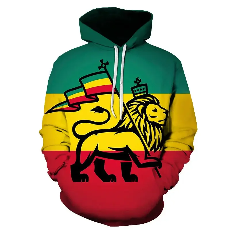 3D Ethiopia Flag Lion Emblem Totem Printed Hoodies For Men Kid Fashion Streetwear Hooded Hoody Unisex Cool Harajuku Y2k Clothing