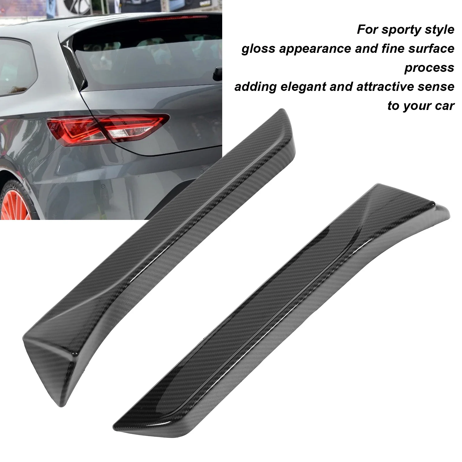 2PCS Rear Window Side Splitter Wing Exterior Trim Left Right Replacement For SEAT LEON 5F FR Mk3 MK3.5 2013‑2021 Carbon Fiber