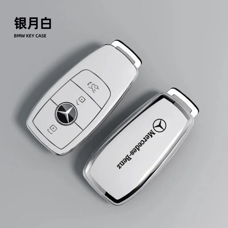 Car Remote Key Case Cover For Mercedes Benz A C E S G Class GLC CLE CLA GLB GLS W177 W205 AMG Shell Protector Keyless Sticker