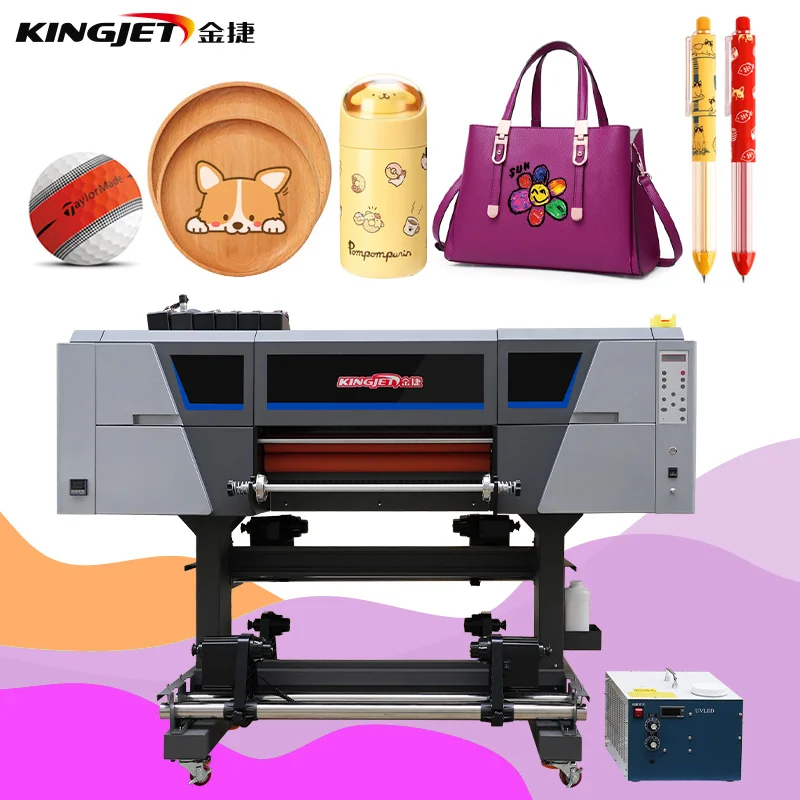 Kingjet uv dtf printer with laminator a3 transfer sticker printer for bottle mobile case boxes printing machine uv dtf impresora