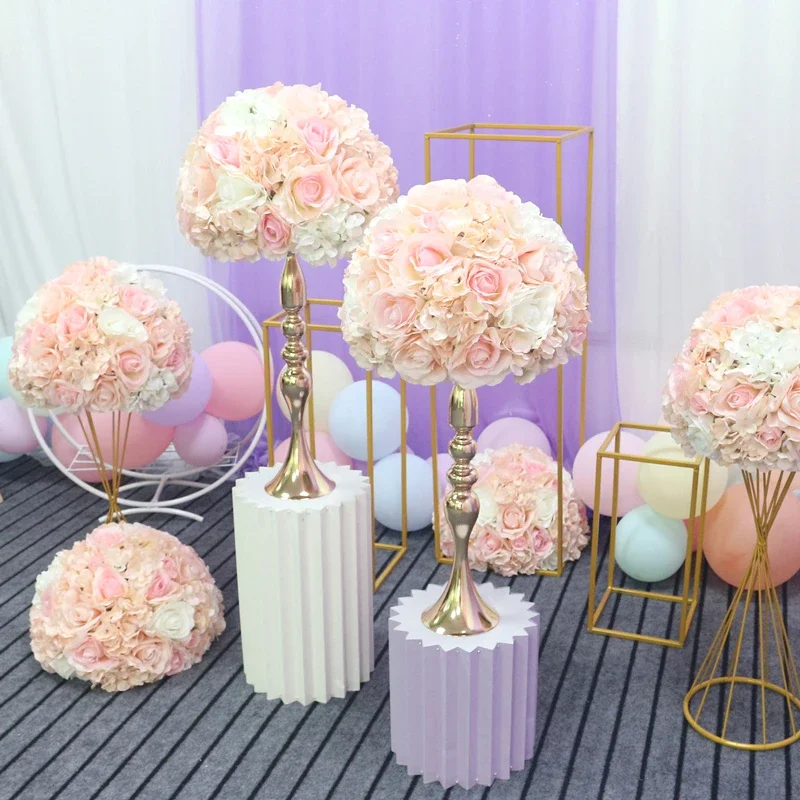 JAROWN Artificial Wedding Centerpiece Flower Ball Simulation Rose Hydrangea Flower Roman Column Home Party Decor Flores