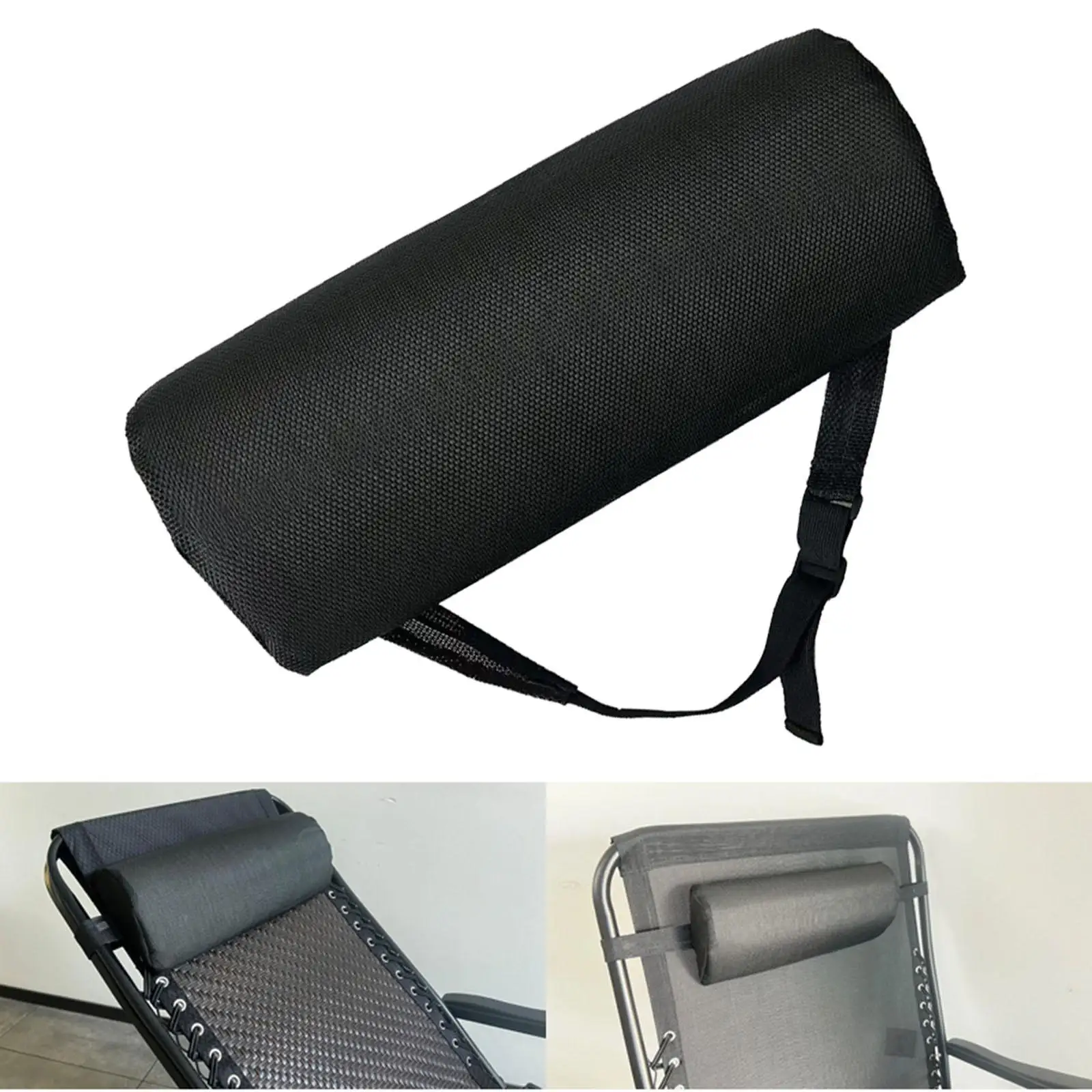 Chaise Lounge Head Pillow with Strap Ergonomic Lounger Headrest for Outdoor Garden Furniture Reclining Chairs and Sunbeds