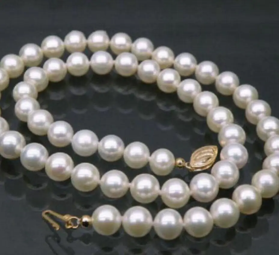 

noble jewelry AAA white 45cm AAA 7-7.5 MM SOUTH SEA NATURAL PEARL NECKLACE 14K CLASP