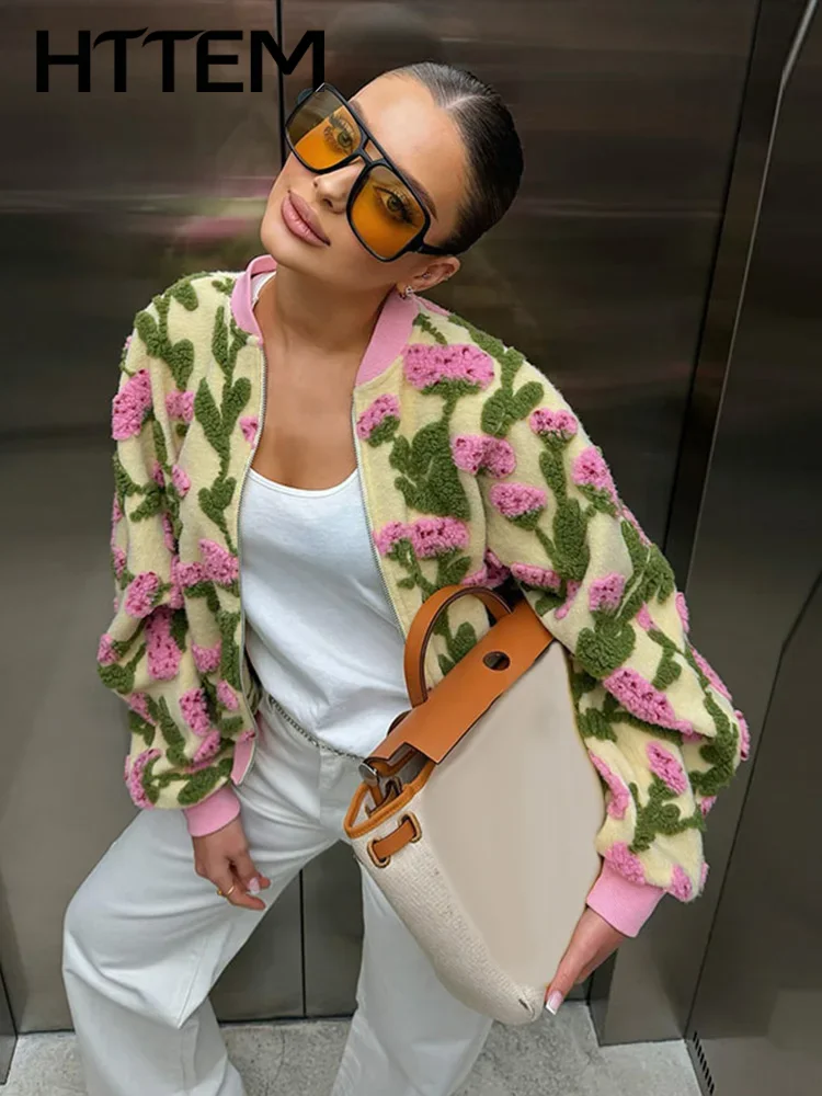 3D Flower Jacquard Baseball Uniform For Women Casual O-neck Long Sleeve Zipper Soft Lady Coat 2026 Autumn Winter Female Cardigan