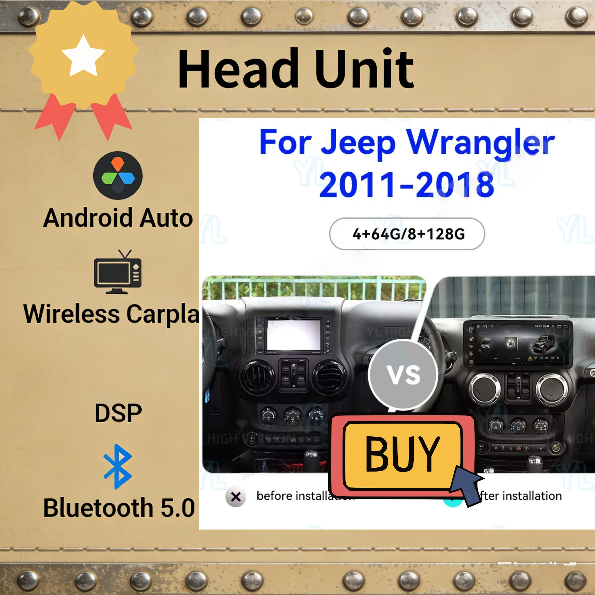 

Автомагнитола Android 13 4+64 ГБ с экраном 12.3 дюйма, GPS-стереосистема для Jeep Wrangler 3 JK 2011-2017, головное устройство с DSP, Bluetooth, мультимедийный плеер