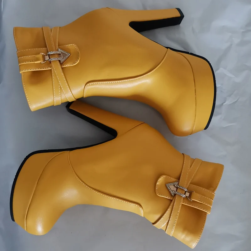 Women's White Ankle Boots 12cm High Heels Platform