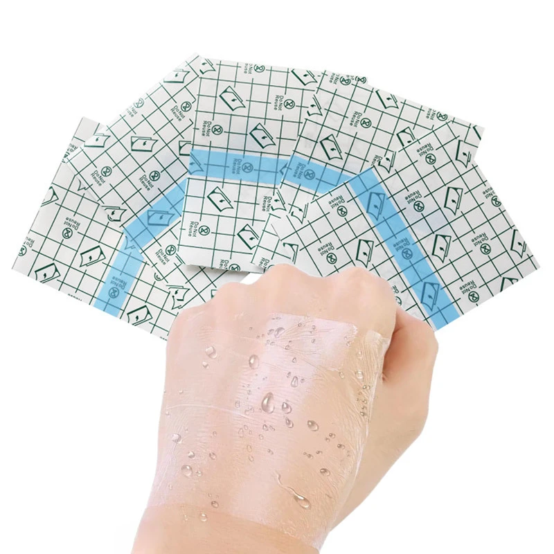 50pcs/set 10*10cm Large Patches Waterproof Band Aid Transparent Wound Plaster Waterproof Woundplast Clear Color Skin Tape