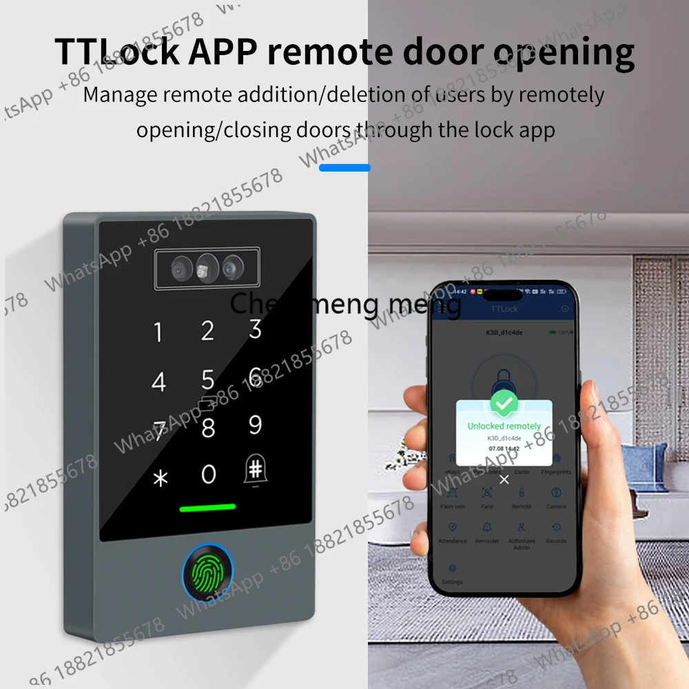 

Видеодомофон TTLOCK с распознаванием лиц, система учета посещаемости, считывание отпечатков пальцев + распознавание вен ладони + 3D-распознавание лиц, 3-в-1, IP67