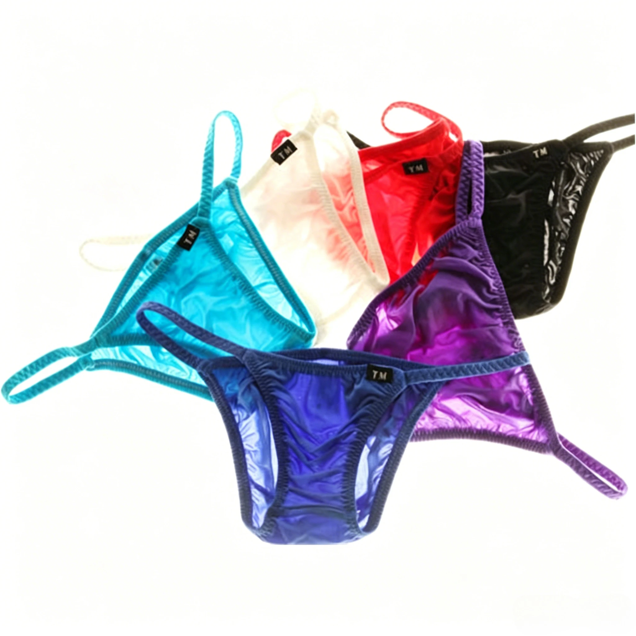 

Low Waist Nylon Bikini Briefs for Men Ruched Thin Fabric High Elastic Breathable Underwear