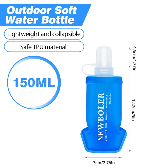 250/500/750ML Soft Flask Faltbare, zusammenklappbare Wasserflasche für Laufrucksack, TPU, BPA-frei, Outdoor-Sport, tragbare Wasserflasche