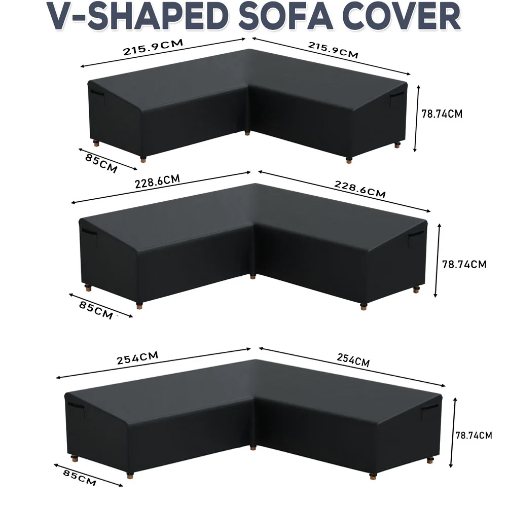 420D Outdoor V-Shaped Heavy Sofa Cover Duty Sectional Lawn Patio Furniture Cover Waterproof Sturdy  Patio Sectional Couch Cover