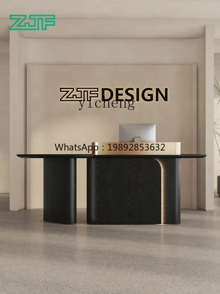 

H9- Beauty Salon Reception Desk Company Front Desk Black Entry Lux Women's Clothing Shop Cashier
