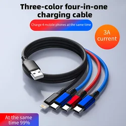 1.2m 4 In 1 USB Type C Fast Charging Cable For Iphone 15 14 Pro Max 3A Quick Charge Phone Data Line Cord For Xiaomi Huawe