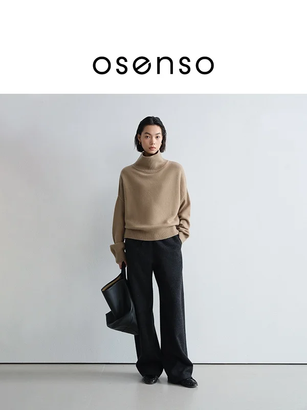 

Faionable Woolen Knitted High Collar Sweater Simple Sle Autumn Winter Slimming Women's Soft Warm Long Sve Mid-Length Coat