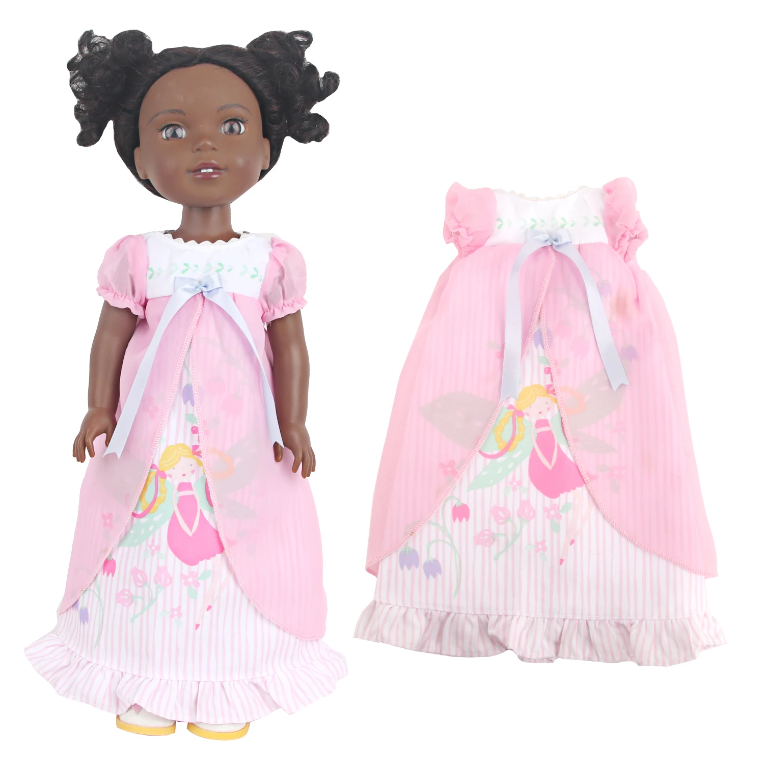 Vêtements de poupée pour bébé fille 30-35cm, robe de princesse à fleurs avec nœud papillon pour poupées noires américaines de 14 pouces pour poupées Nancy,Lisa,Paola Reina