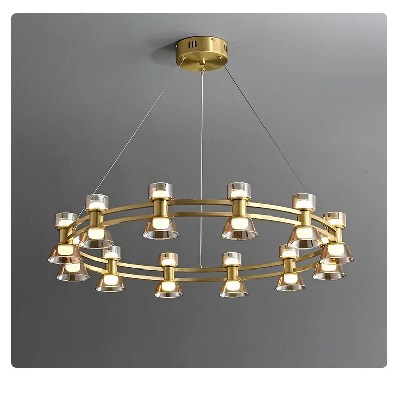 Modern LED round Pendant Light Luxury Ceiling Hanging Lamp for Indoor Home Decor Suitable for Dining Living Room Bedroom view 2