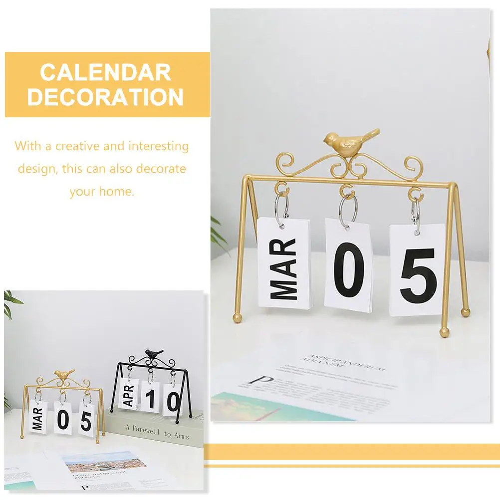 Reusable Desk Ornament Metal Craft Home Decor Iron Decorative Calendar Decor Frame Month Display Office Study Room