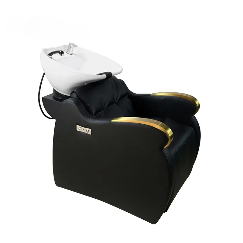 For   Wallybeauty Salon Equipment Ceramic Bowl Electric Backwash Sink Gold Shampoo Chair