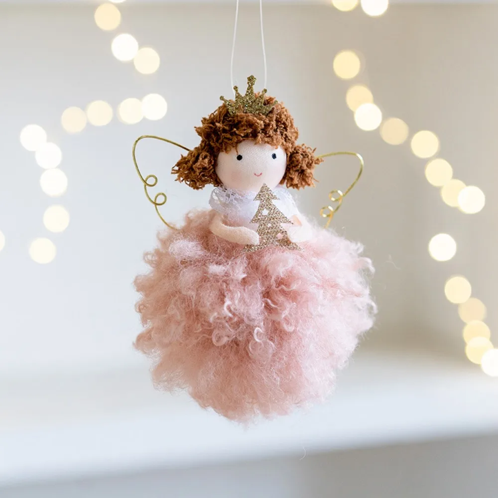 2025 New Year Gift White Pink Christmas Angel Doll Tree Ornament Xmas Decoration for Home Natal Navidad Cute Holiday Gift Decor