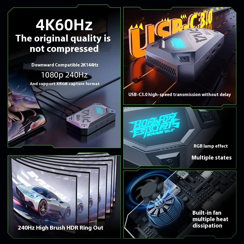PIVA VD05 4K60HZ HDMI بطاقة التقاط الفيديو للعبة عالية الوضوح البث المباشر ، بطاقة التقاط الفيديو ملحقات الألعاب المخصصة