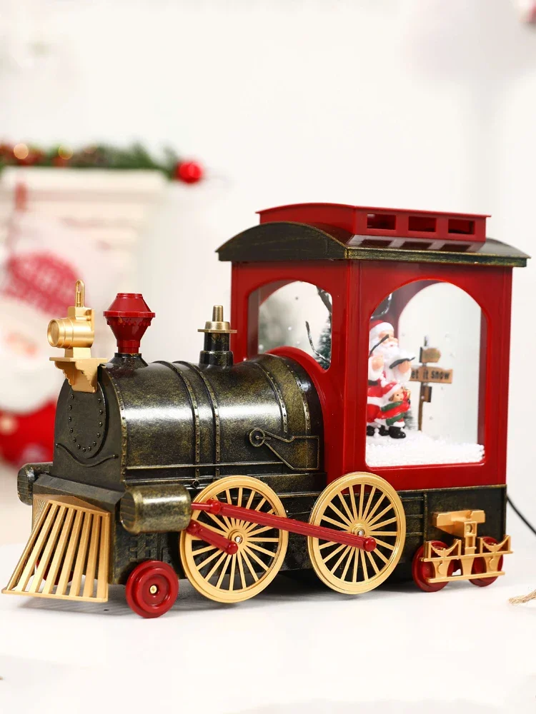 Christmas Gift Gift Wooden Car Music Snowy Desktop Pendant Light Children's Small Train Decoration Pendant Light