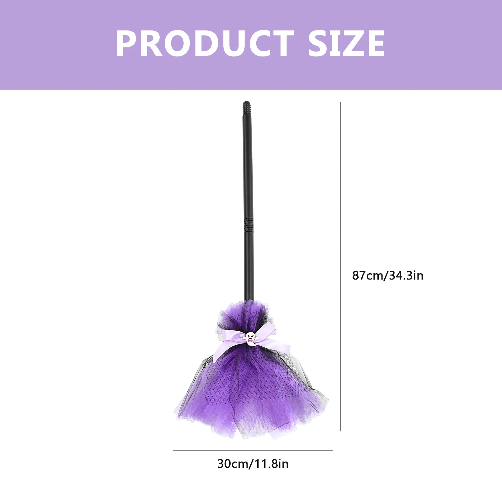 Witch Broom Non Functional Decor Costume Broomstick Party Decoration Cosplay Halloween Fall Plastic Mesh Prop